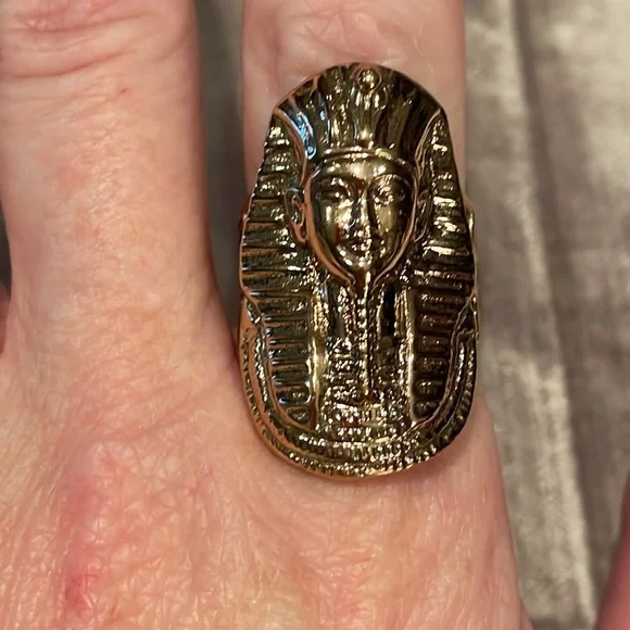 Vintage Bronze King Tut Egyptian Ring size 7.5 by Sajen - Picture 5 of 9